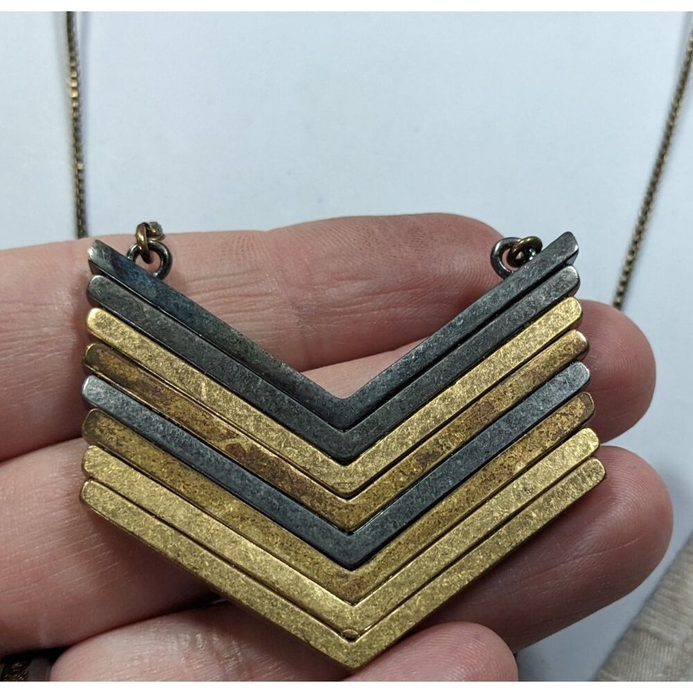 1934 Arrowstack Chevron Multi-Metallic Pendant Ne… - image 3